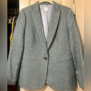 Jcrew Parke blazer in teal grey herringbone English wool